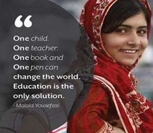 Malala Yousafzai, champion of education for girls and nominee for the Nobel Peace Prize. La Ilaha Illallah, Vision Board, Nobel Peace Prize, Nobel Prize, Faith In Humanity, Education Quotes, Change The World, Woman Quotes